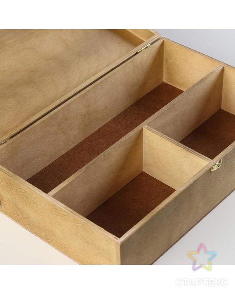 Подарочный ящик 34×21.5×10 см деревянный, с закрывающейся крышкой, с ручкой, коричневый арт. СМЛ-132935-1-СМЛ0005928351 4