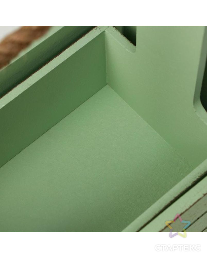 Набор кашпо деревянных 2 в 1 (25.5×15×30; 20×12×23) "Прованс", зелёный арт. СМЛ-136280-1-СМЛ0006029956 5