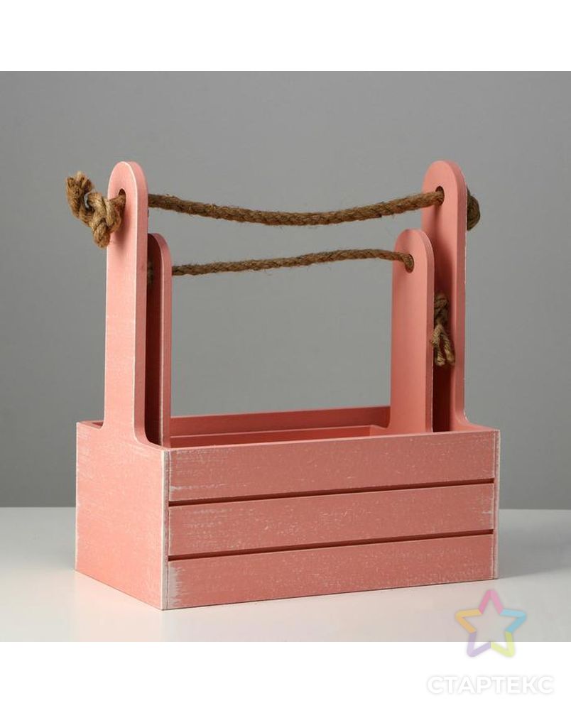 Набор кашпо деревянных 2 в 1 (25.5×15×30; 20×12×23) "Прованс", розовый арт. СМЛ-136045-1-СМЛ0006029961 3