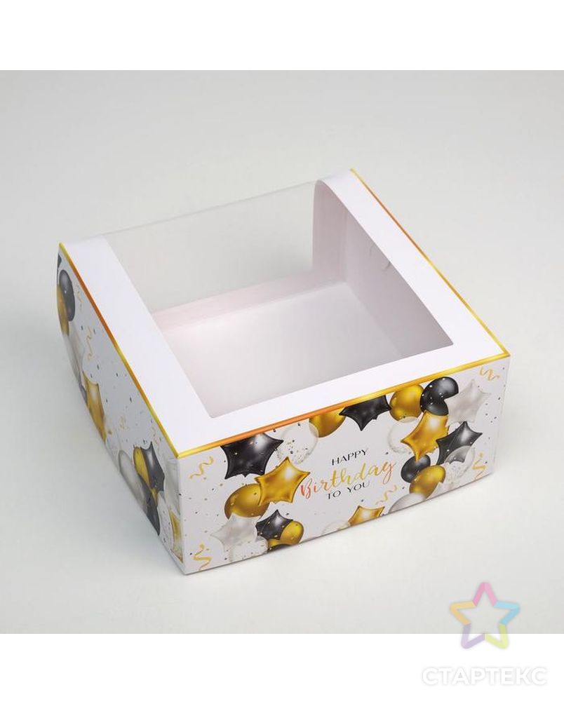 Коробка для торта с окном «Happy Birthday» 23 х 23 х 11 см арт. СМЛ-142977-1-СМЛ0006030115 1