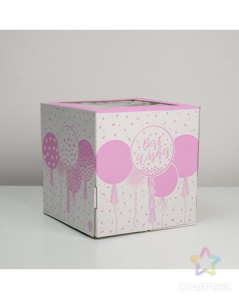 Коробка для торта с окном Best wishes 30 х 30 х 30 см арт. СМЛ-145301-1-СМЛ0006030117 1