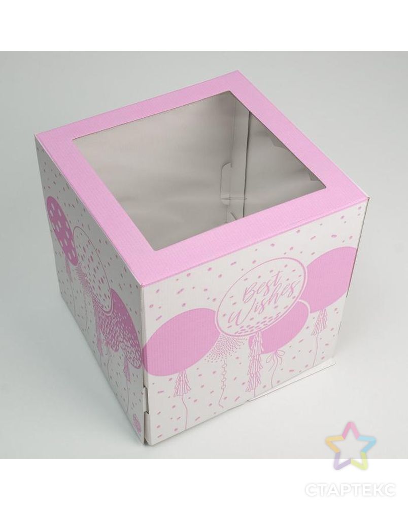 Коробка для торта с окном Best wishes 30 х 30 х 30 см арт. СМЛ-145301-1-СМЛ0006030117 3