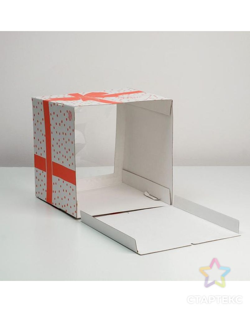 Коробка для торта с окном «От всего сердца» 30 х 30 х 30 см арт. СМЛ-145302-1-СМЛ0006030118 4