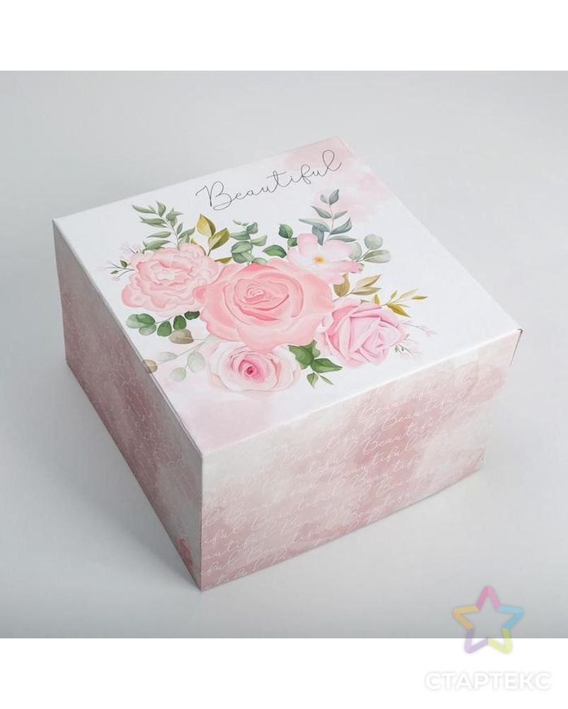 Коробка для торта «Цветочная» 30 х 30 х 19 см арт. СМЛ-145740-1-СМЛ0006030121 6