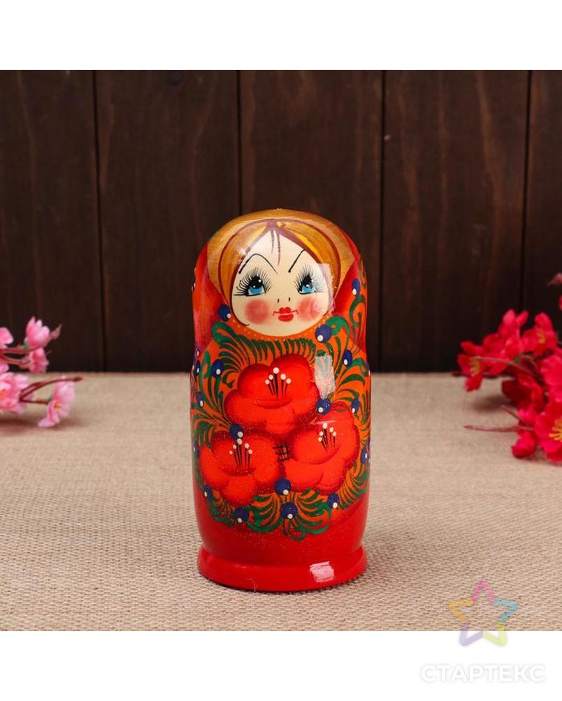 Матрёшка 5-ти кукольная "Галя" оранжевая , 14-15см, ручная роспись. арт. СМЛ-141113-1-СМЛ0006032604 4