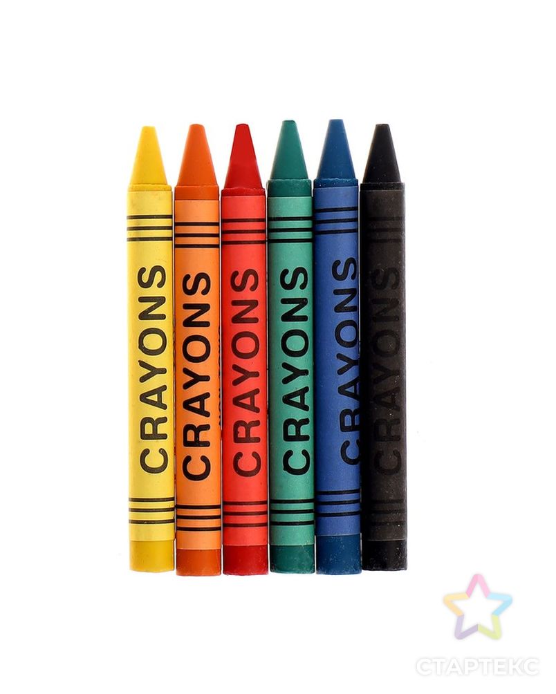 Восковые карандаши, набор 6 цветов, высота 1 шт - 8 см, диаметр 0,8 см арт. СМЛ-197238-1-СМЛ0000622695