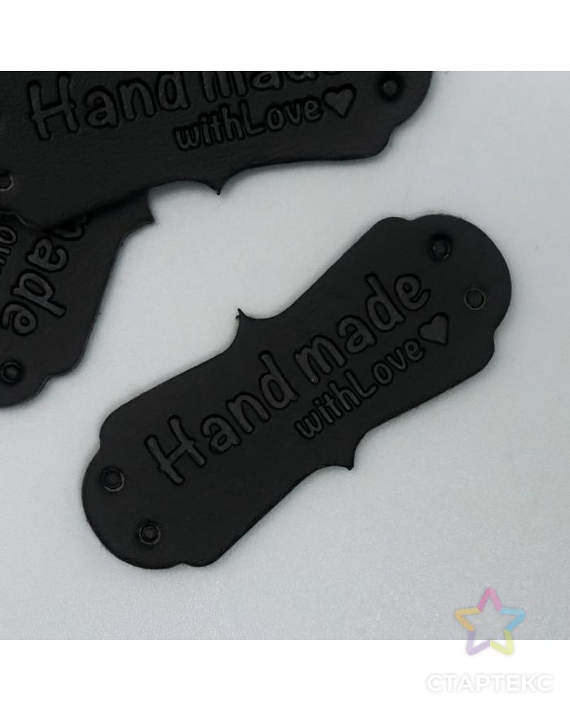 Бирка "Handmade", кожа, цвет черный 1,5х4 см арт. СМЛ-164399-1-СМЛ0006245143