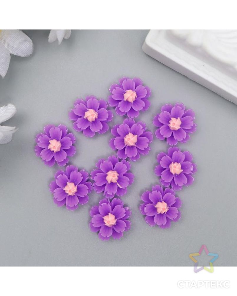 Кабошон "Цветочек", цвет фиолетовый 13 мм арт. СМЛ-153135-1-СМЛ0006245156 3