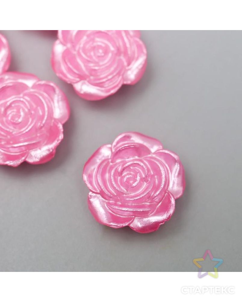 Кабошон "Роза", цвет ярко-розовый перламутр 12 мм арт. СМЛ-149921-1-СМЛ0006245165 1