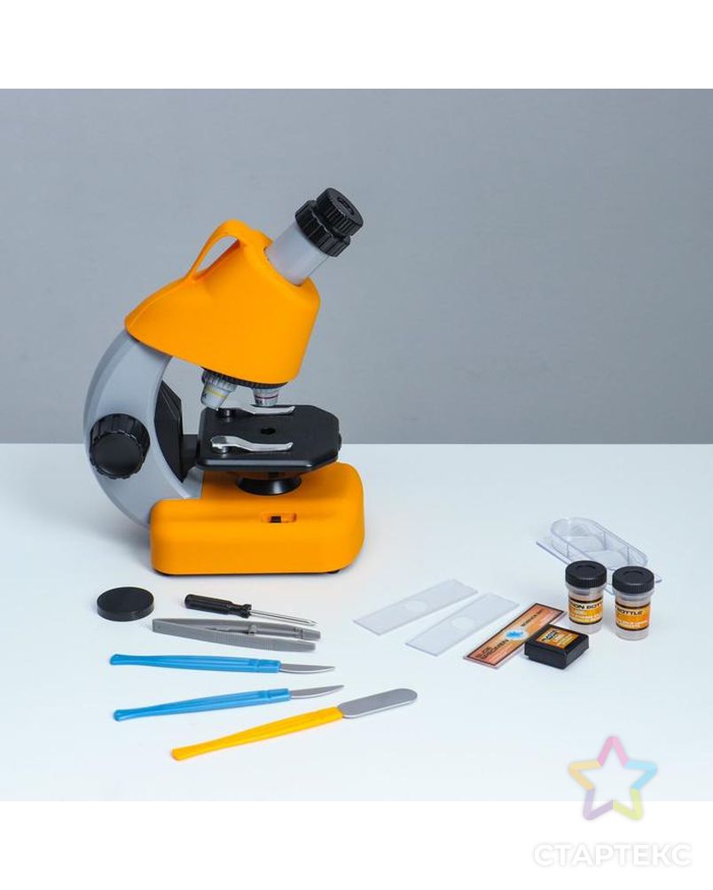 Микроскоп "Юный биолог" кратность до х1200, желтый, подсветка арт. СМЛ-146977-1-СМЛ0006247997 1