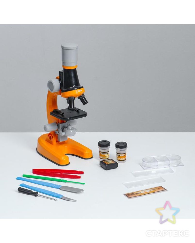 Микроскоп "Юный ботаник" кратность до х1200, оранжевый, подсветка арт. СМЛ-146979-1-СМЛ0006247999 1