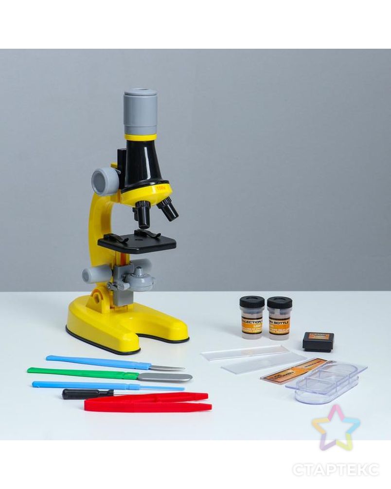 Микроскоп "Юный ботаник" кратность до х1200, желтый, подсветка арт. СМЛ-146981-1-СМЛ0006248001 1
