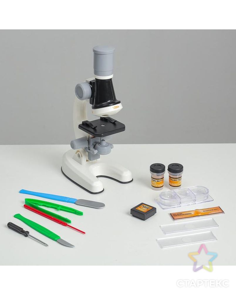 Микроскоп "Юный ботаник" кратность до х1200, белый, подсветка арт. СМЛ-146982-1-СМЛ0006248002 1