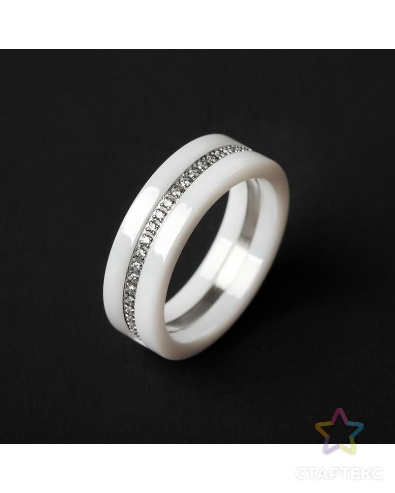 Кольцо керамика "Карма" огранка, цвет белый в серебре, 18 размер арт. СМЛ-136778-1-СМЛ0006248630 1