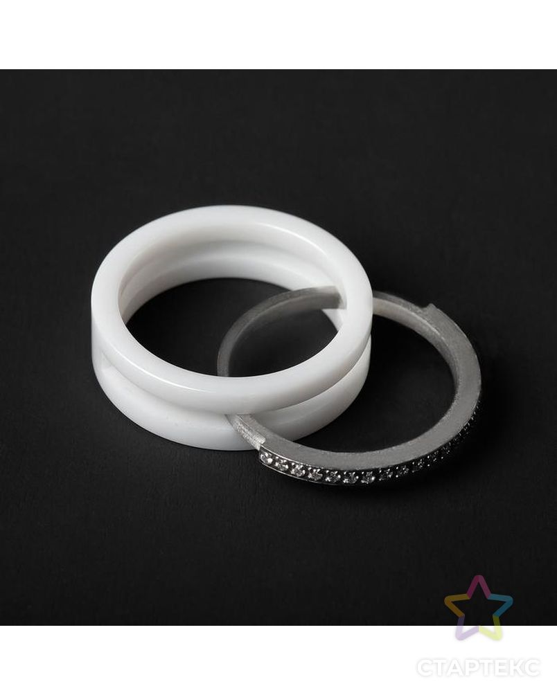 Кольцо керамика "Карма" огранка, цвет белый в серебре, 18 размер арт. СМЛ-136778-2-СМЛ0006248631