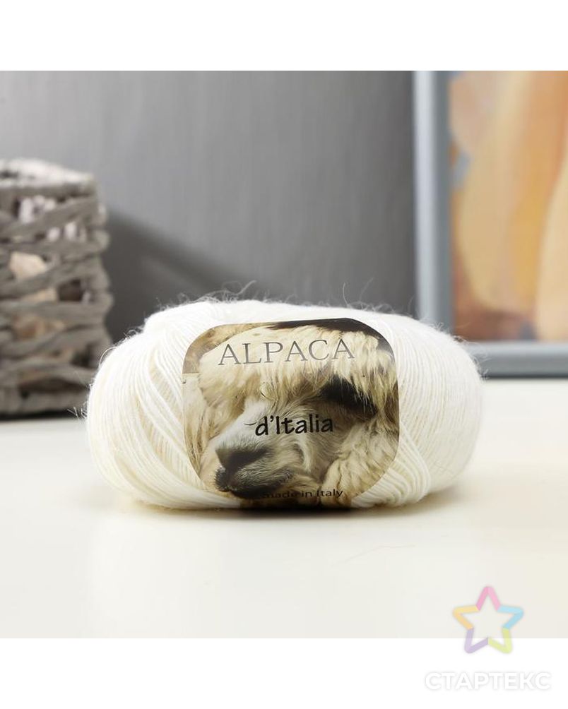 Пряжа "Alpaca D'Italia" 50% альпака, 50% нейлон 300м/50гр (02 белый) арт. СМЛ-145904-1-СМЛ0006252614 1