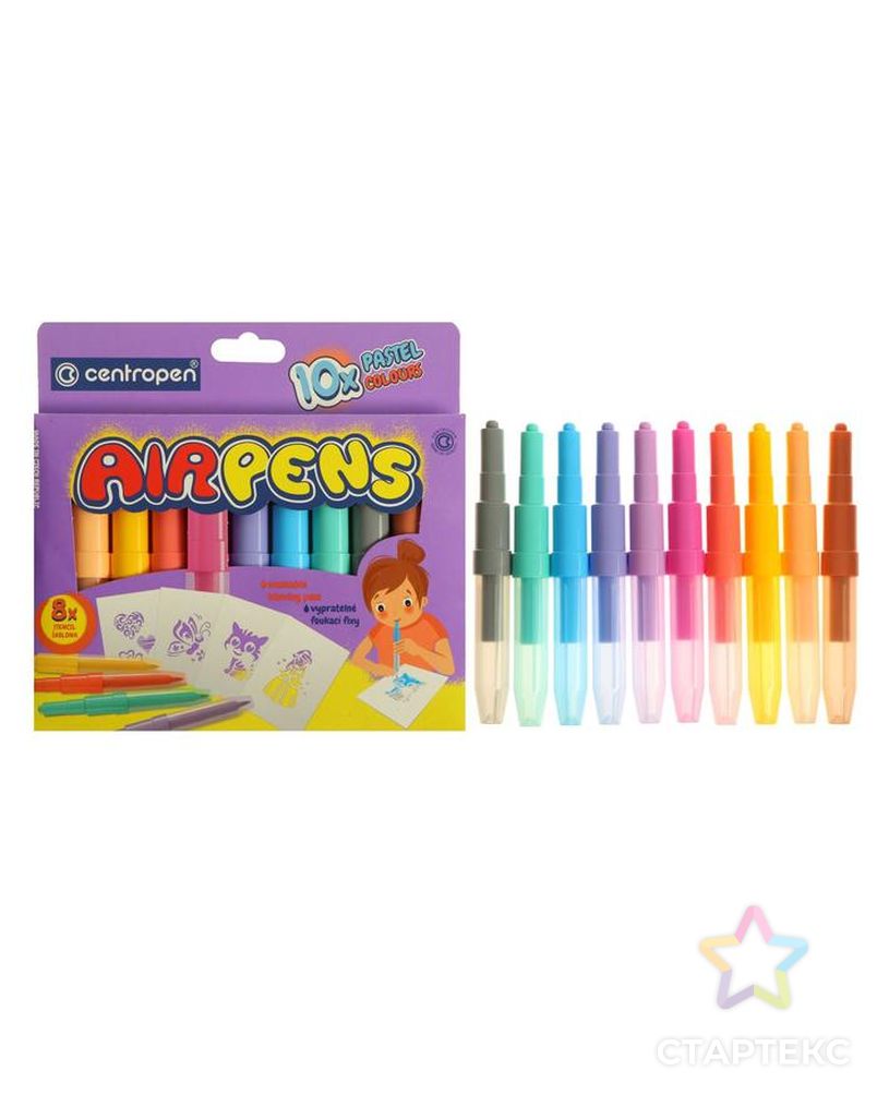 Фломастеры - блопены 10 цветов Centropen 1500/10 AirPens Pastel Colours арт. СМЛ-230051-1-СМЛ0006253181 1