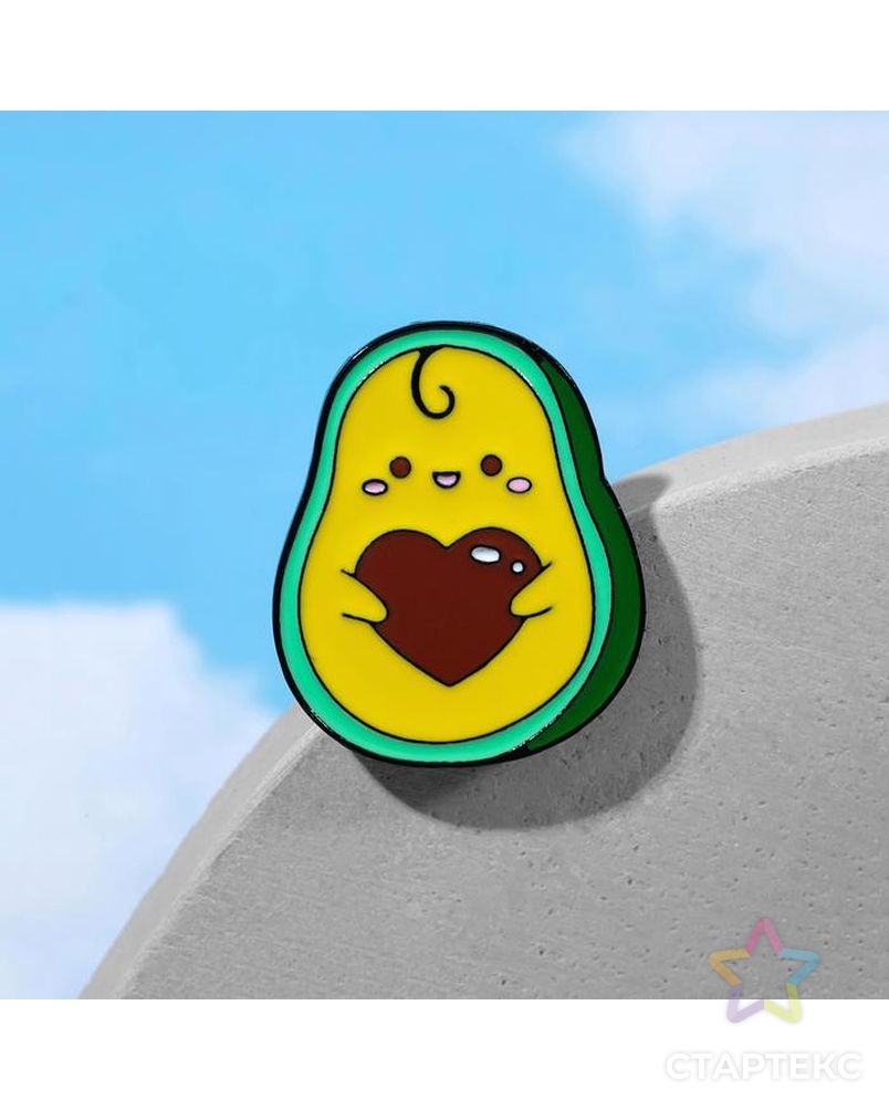 Значок "Авокадо" с косточкой-сердцем, цветная арт. СМЛ-197820-1-СМЛ0006257911 1