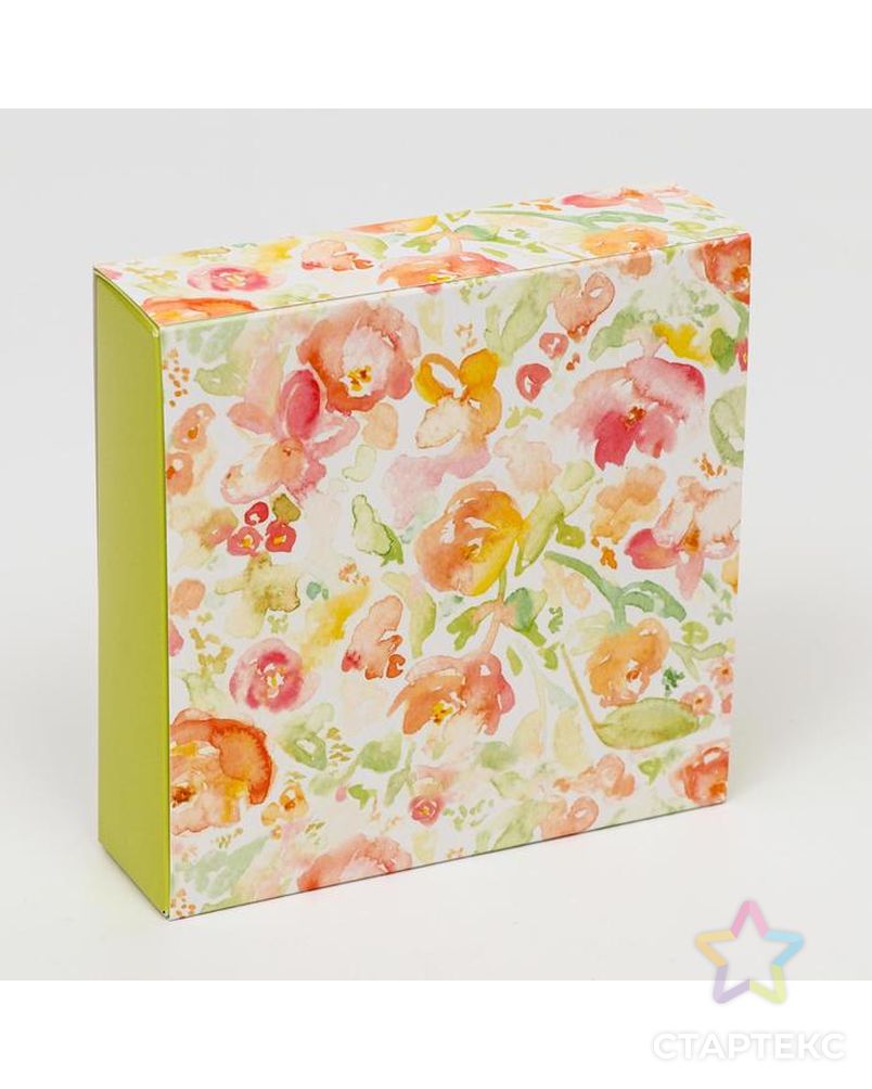 Коробка под 9 конфет с обечайкой "Весна" зеленая, с окном, 13,7 х 13,7 х 3,5 см арт. СМЛ-136453-1-СМЛ0006259656 2