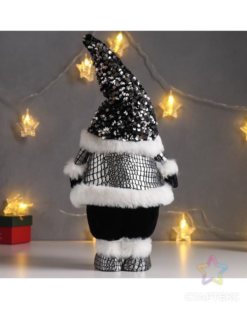Кукла интерьерная "Дед Мороз в чёрной шубке и колпаке с пайетками" 41х11х16 см арт. СМЛ-168311-1-СМЛ0006260117 3