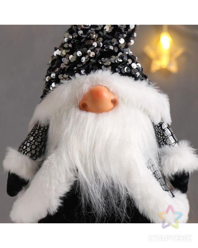 Кукла интерьерная "Дед Мороз в чёрной шубке и колпаке с пайетками" 41х11х16 см арт. СМЛ-168311-1-СМЛ0006260117 5