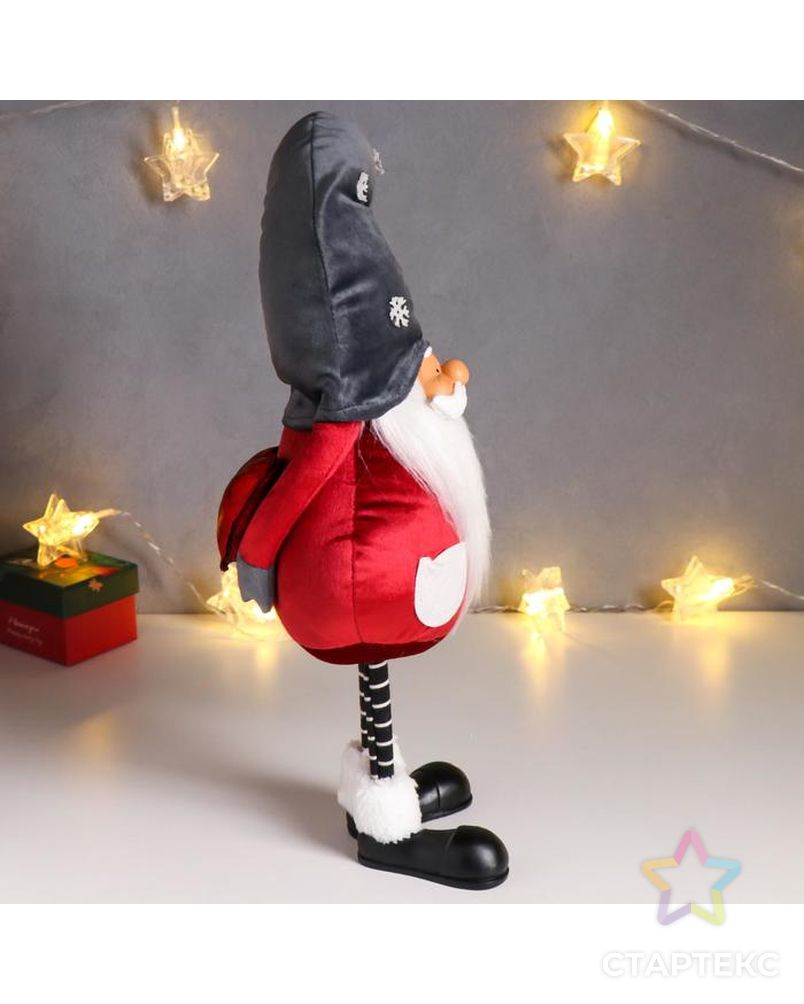 Кукла интерьерная "Дед Мороз в бордовом кафтане, в сером колпаке со снежинками" 42х13х18 см   626011 арт. СМЛ-168841-1-СМЛ0006260118 2