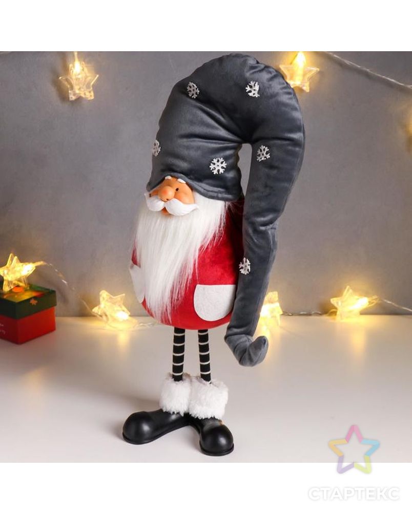 Кукла интерьерная "Дед Мороз в бордовом кафтане, в сером колпаке со снежинками" 42х13х18 см   626011 арт. СМЛ-168841-1-СМЛ0006260118 4