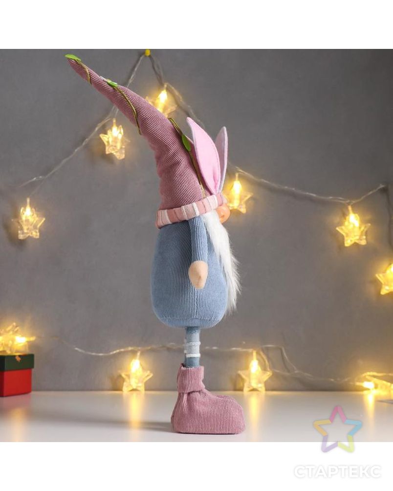 Кукла интерьерная "Дед Мороз в розово-голубом наряде, в колпаке с ушками" 48х10х13 см арт. СМЛ-168313-1-СМЛ0006260121 2