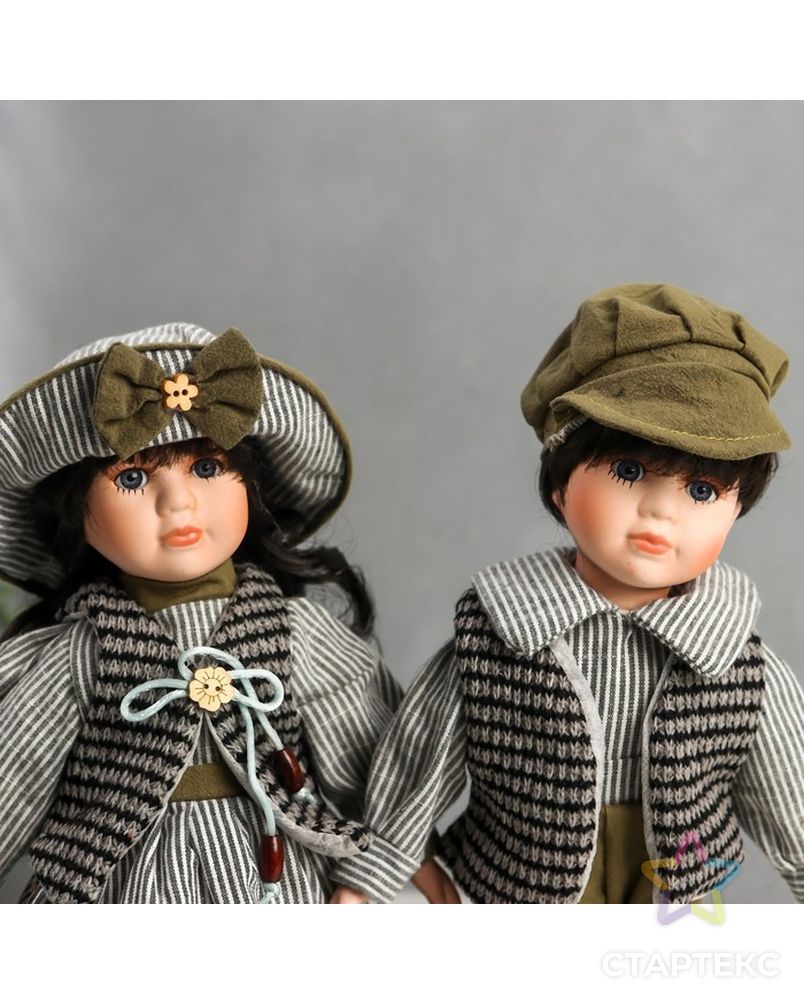 Кукла коллекционная парочка набор 2 шт "Марина и Паша в нарядах в зелёную полоску" 30 см арт. СМЛ-198073-1-СМЛ0006260175 5