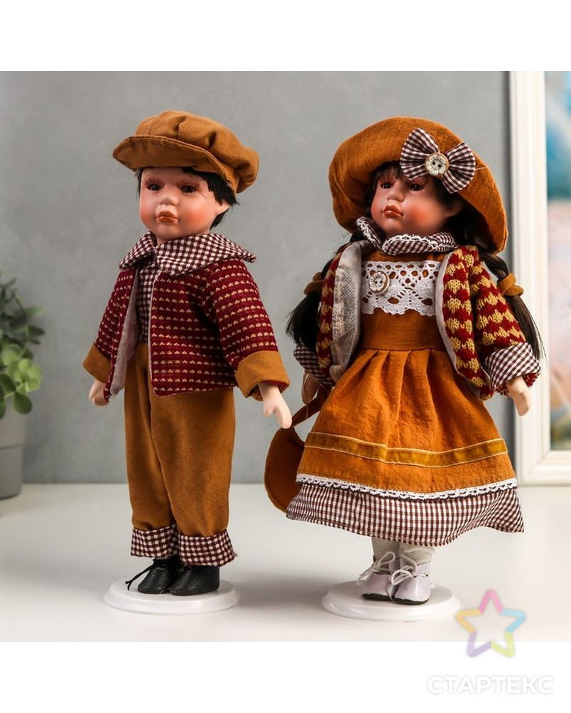 Кукла коллекционная парочка набор 2 шт "Поля и Кирилл в одежде цвета охра" 30 см арт. СМЛ-198076-1-СМЛ0006260178 3