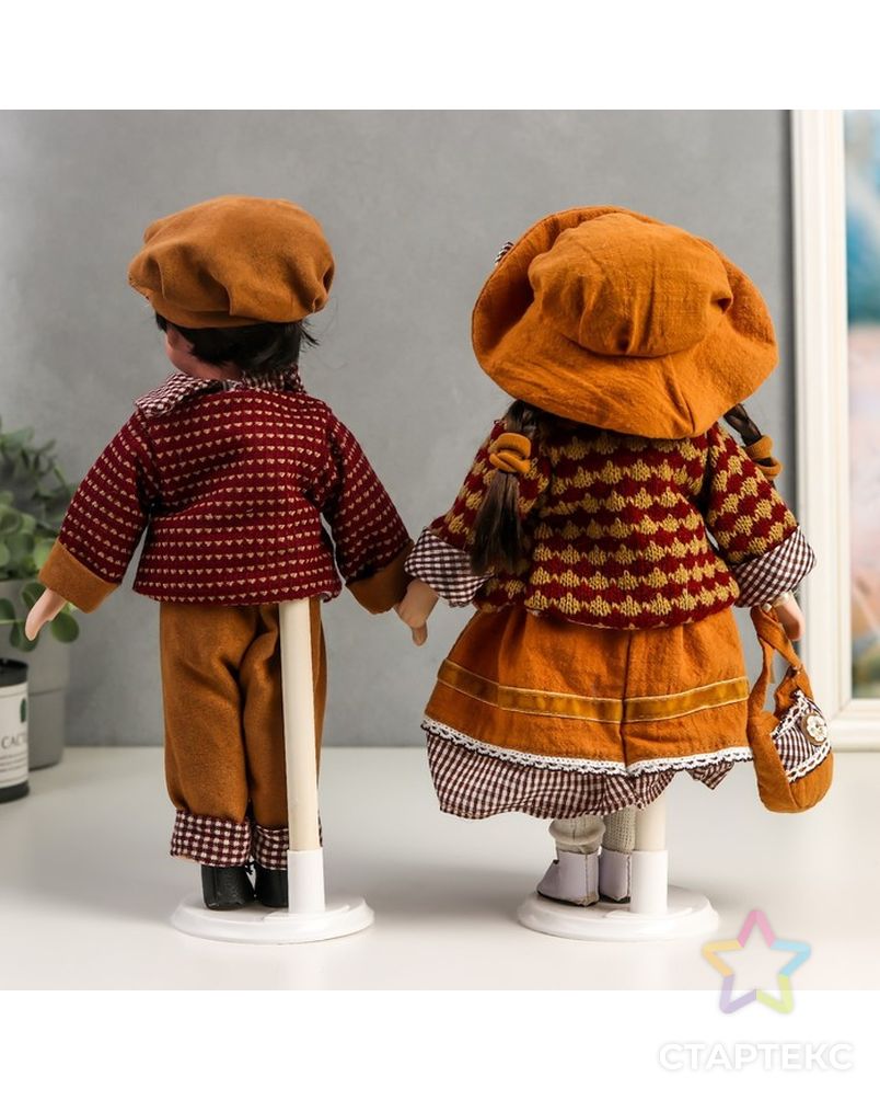 Кукла коллекционная парочка набор 2 шт "Поля и Кирилл в одежде цвета охра" 30 см арт. СМЛ-198076-1-СМЛ0006260178 4