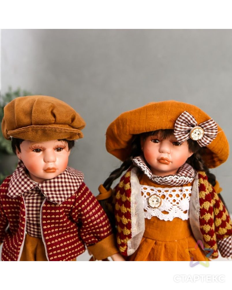 Кукла коллекционная парочка набор 2 шт "Поля и Кирилл в одежде цвета охра" 30 см арт. СМЛ-198076-1-СМЛ0006260178 5