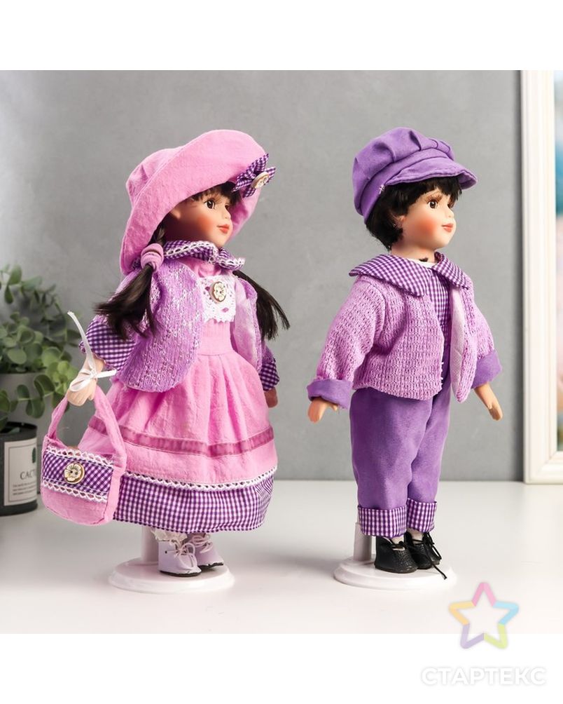 Кукла коллекционная парочка набор 2 шт "Тася и Миша в сиреневых нарядах" 30 см арт. СМЛ-198078-1-СМЛ0006260180 2