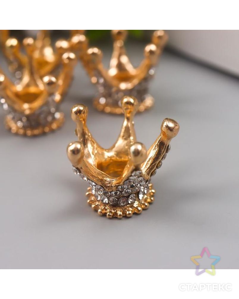 Декор для творчества металл "Корона в алмазах" золото, стразы 1,8х2,3х2,3 см арт. СМЛ-161896-1-СМЛ0006260203 1