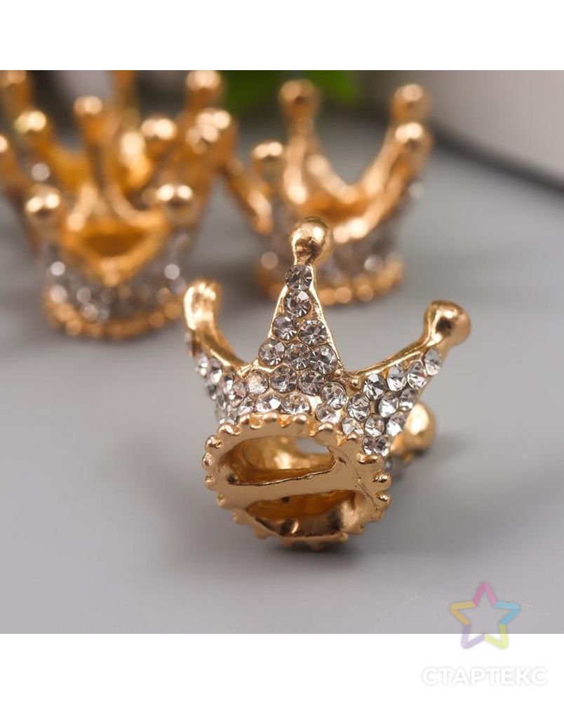 Декор для творчества металл "Корона в алмазах" золото, стразы 1,8х2,3х2,3 см арт. СМЛ-161896-1-СМЛ0006260203