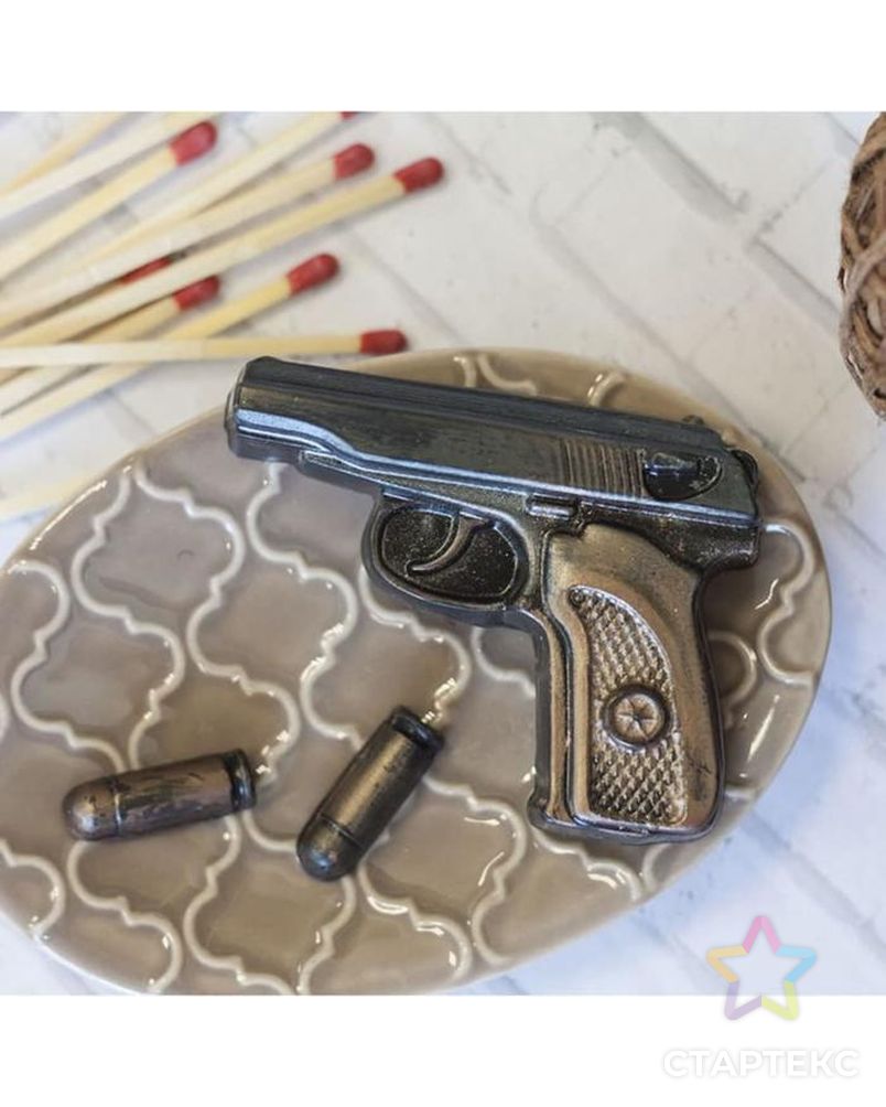 Пластиковая форма "Пистолет Макаров с пулями" арт. СМЛ-140021-1-СМЛ0006260612