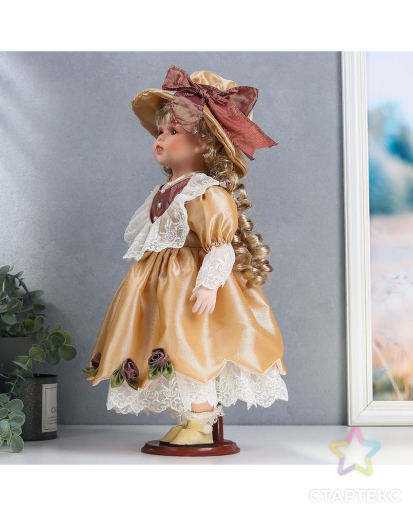 Кукла коллекционная керамика "Вика в золотистом платье с корзиной цветов" 40 см арт. СМЛ-189995-1-СМЛ0006260937 3