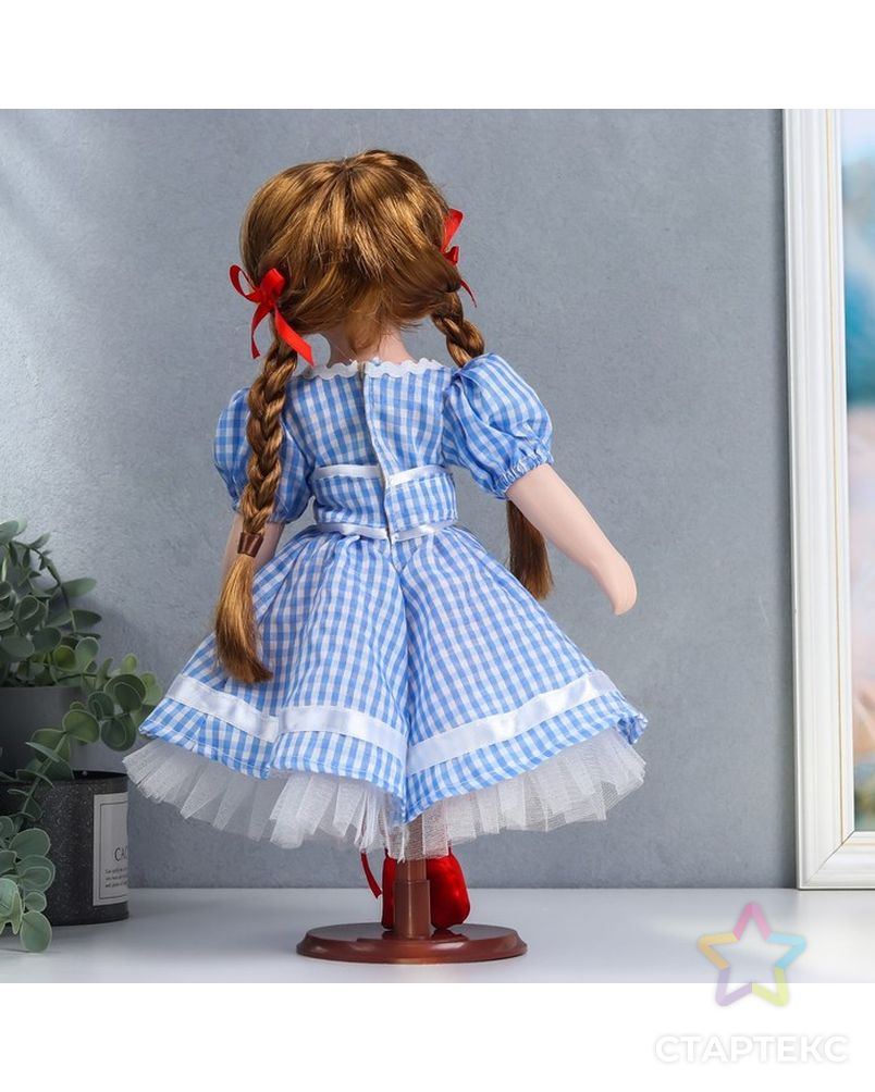Кукла коллекционная керамика "Мила в синем платье в мелкую клетку" 40 см арт. СМЛ-190868-1-СМЛ0006260940 4