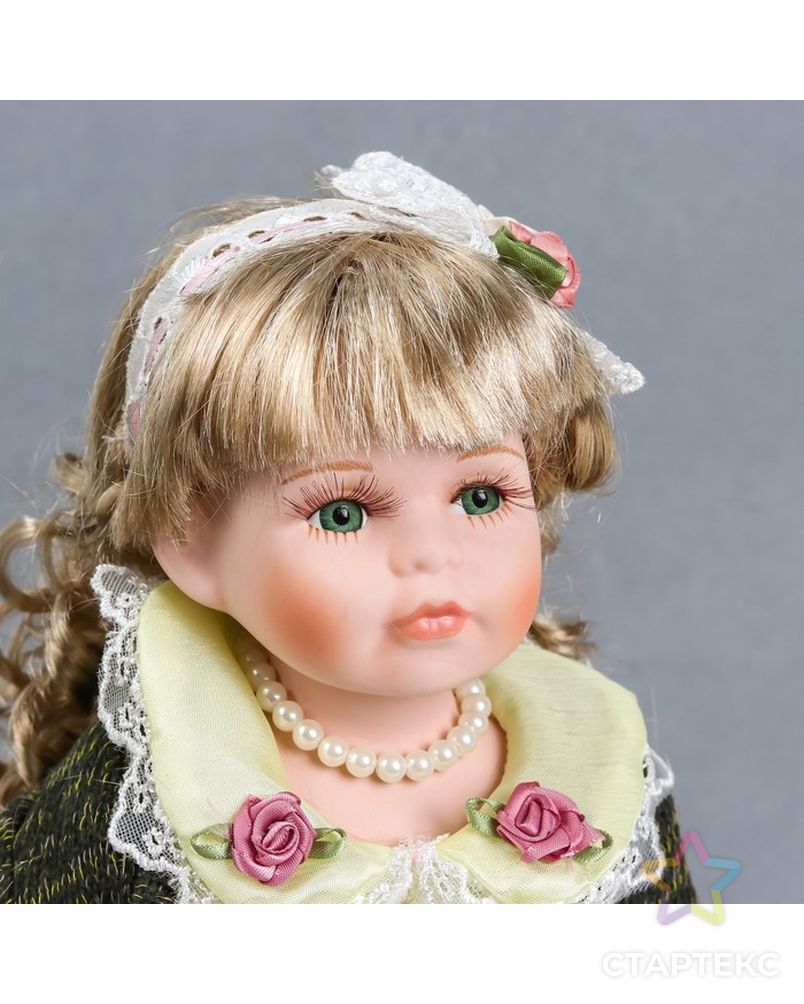 Кукла коллекционная керамика "Катенька в зеленоватом платье и зелёном кардигане" 40 см арт. СМЛ-190869-1-СМЛ0006260942 5