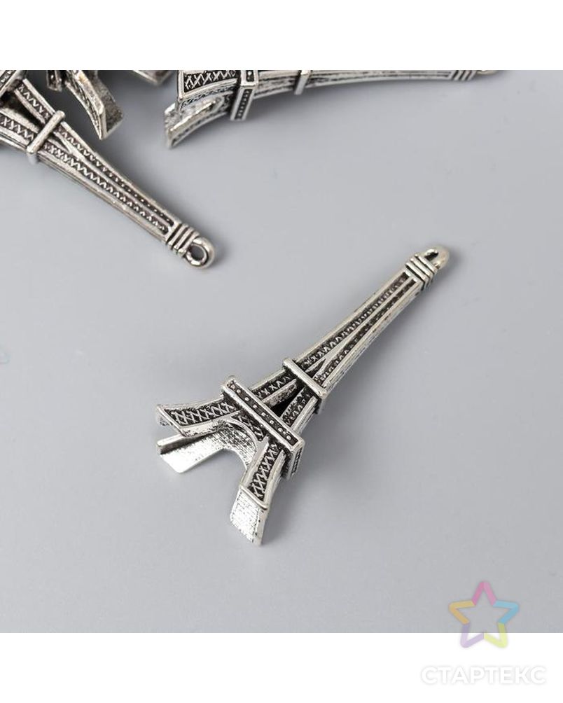 Декор для творчества металл "Эйфелева башня" серебро 4,4х1,8 см арт. СМЛ-156219-1-СМЛ0006342578 2