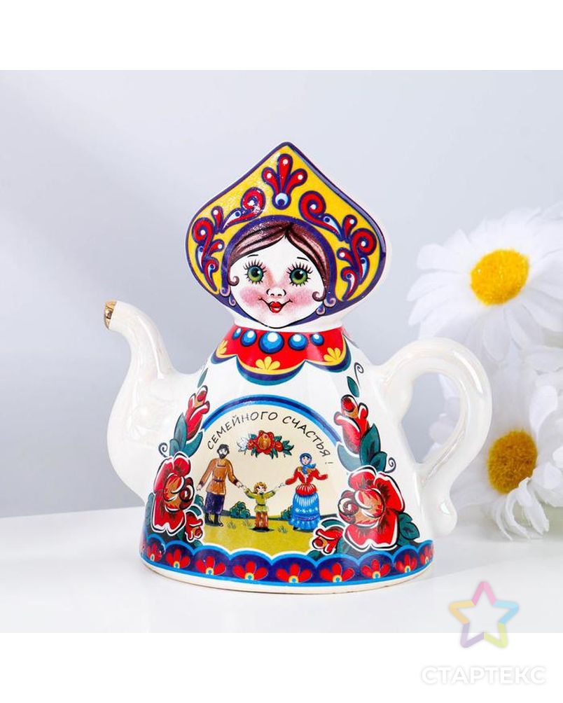 Колокольчик Кукла на чайнике, 10 см, микс арт. СМЛ-192418-1-СМЛ0006385387