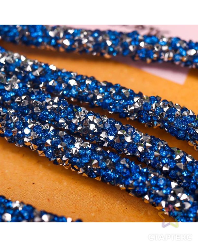 Тесьма клеевая "Кристаллы сине-серебристые" намотка 1 метр арт. СМЛ-170258-1-СМЛ0006435989 2