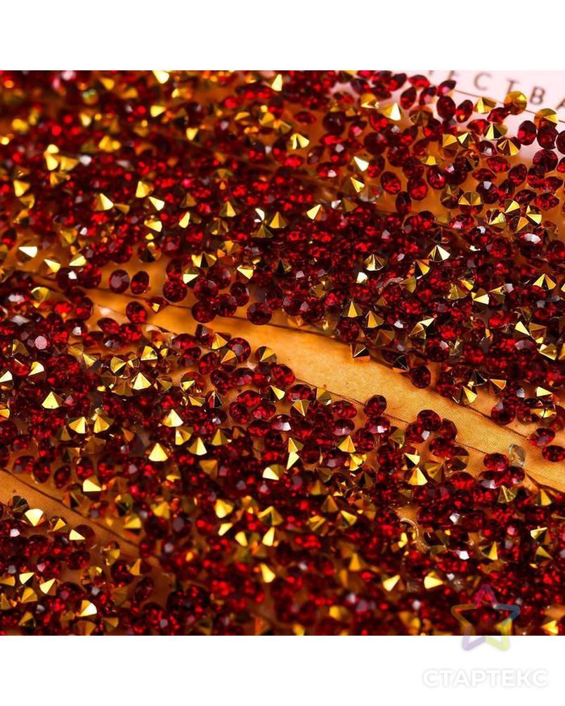 Тесьма клеевая "Кристаллы красно-золотые" намотка 1 метр арт. СМЛ-170265-1-СМЛ0006435996 2