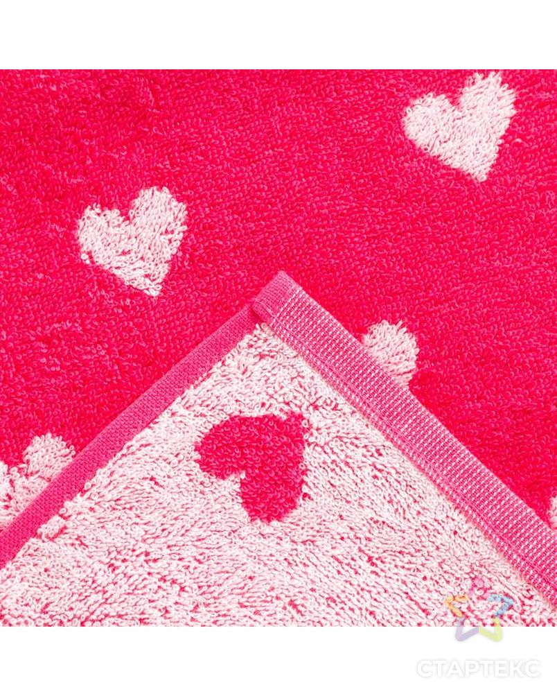 Полотенце махровое Крошка Я "Сердечки" 30х60 см, цв.розовый, 100% хл, 360гр/м2 арт. СМЛ-151830-1-СМЛ0006485859