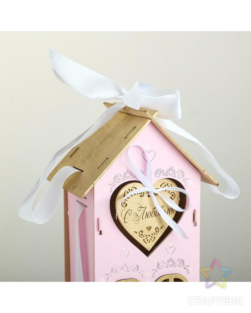 Коробка деревянная, 13.5×11.5×36.5 см "С Любовью!", подарочная упаковка, розовый арт. СМЛ-144236-1-СМЛ0006494787 2