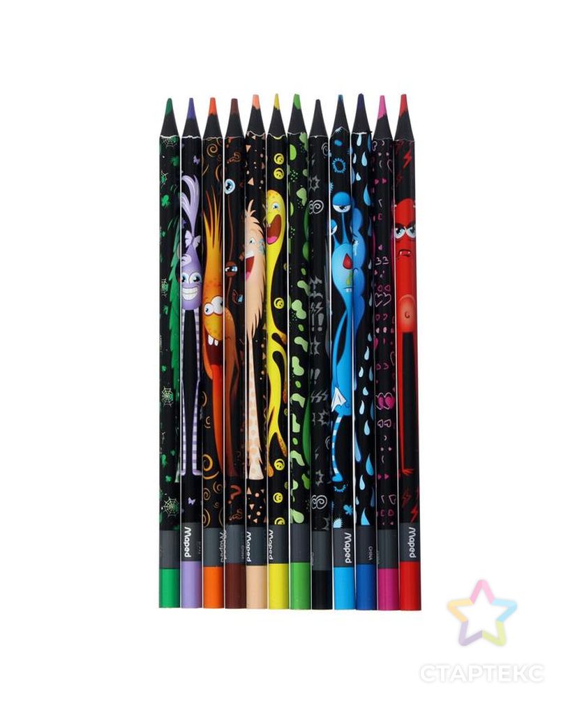 Цветные карандаши 12 цветов MAPED Color'Peps Black Monster, пластиковые арт. СМЛ-185706-1-СМЛ0006495055 2