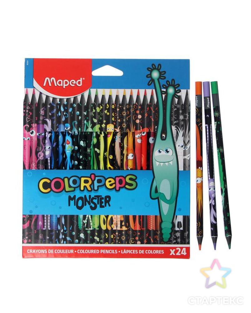 Цветные карандаши 24 цвета MAPED Color'Peps Black Monster, пластиковые арт. СМЛ-179290-1-СМЛ0006495056 1