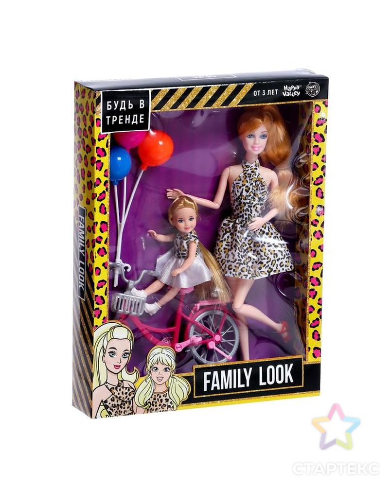 Кукла с дочкой Family Look на велосипеде, леопард арт. СМЛ-182235-1-СМЛ0006534539 2