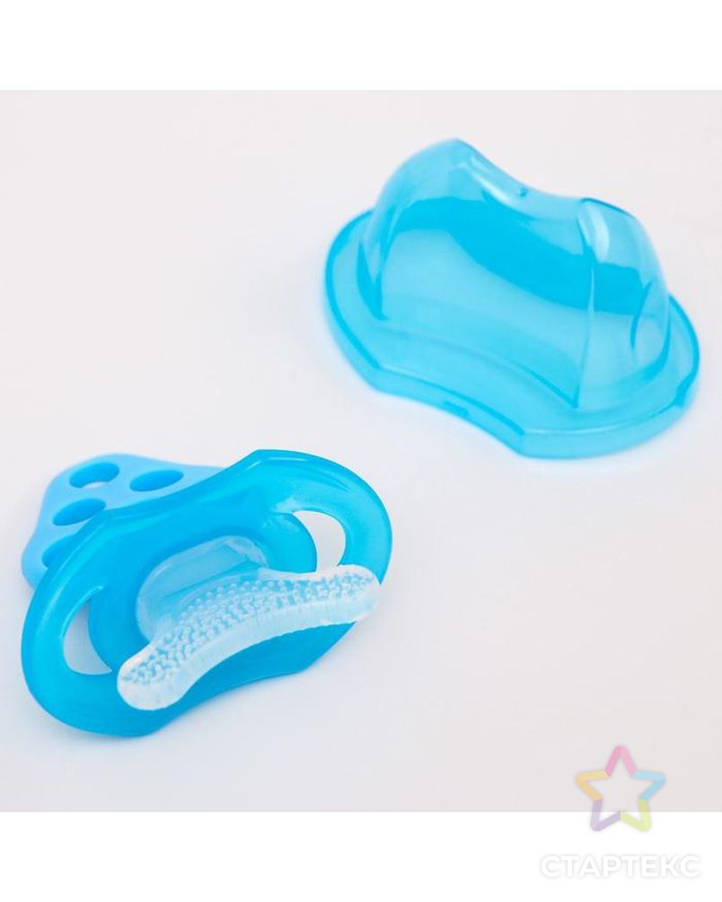 Прорезыватель силиконовый «Для передних зубов», синий, с колпачком арт. СМЛ-157435-1-СМЛ0006537264 2