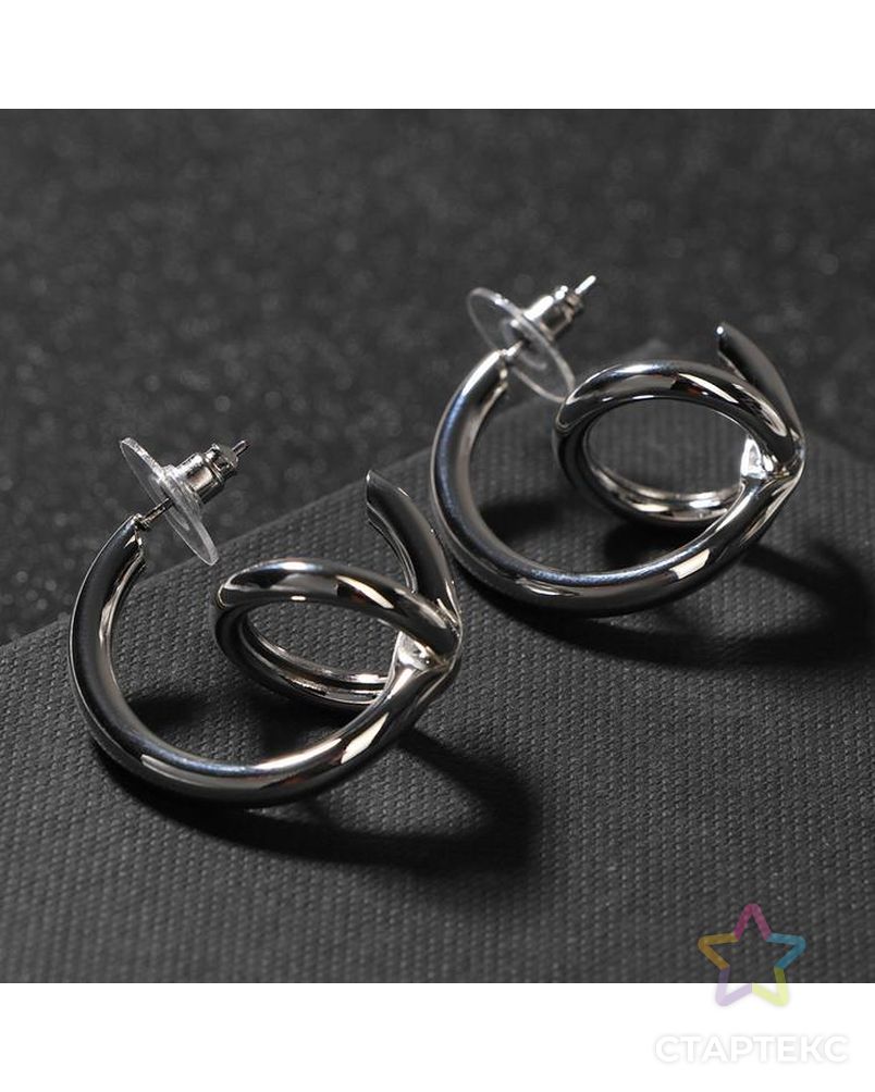 Серьги металл "Геометрия" кольцо в кольце, цвет серебро арт. СМЛ-143735-1-СМЛ0006579779 1